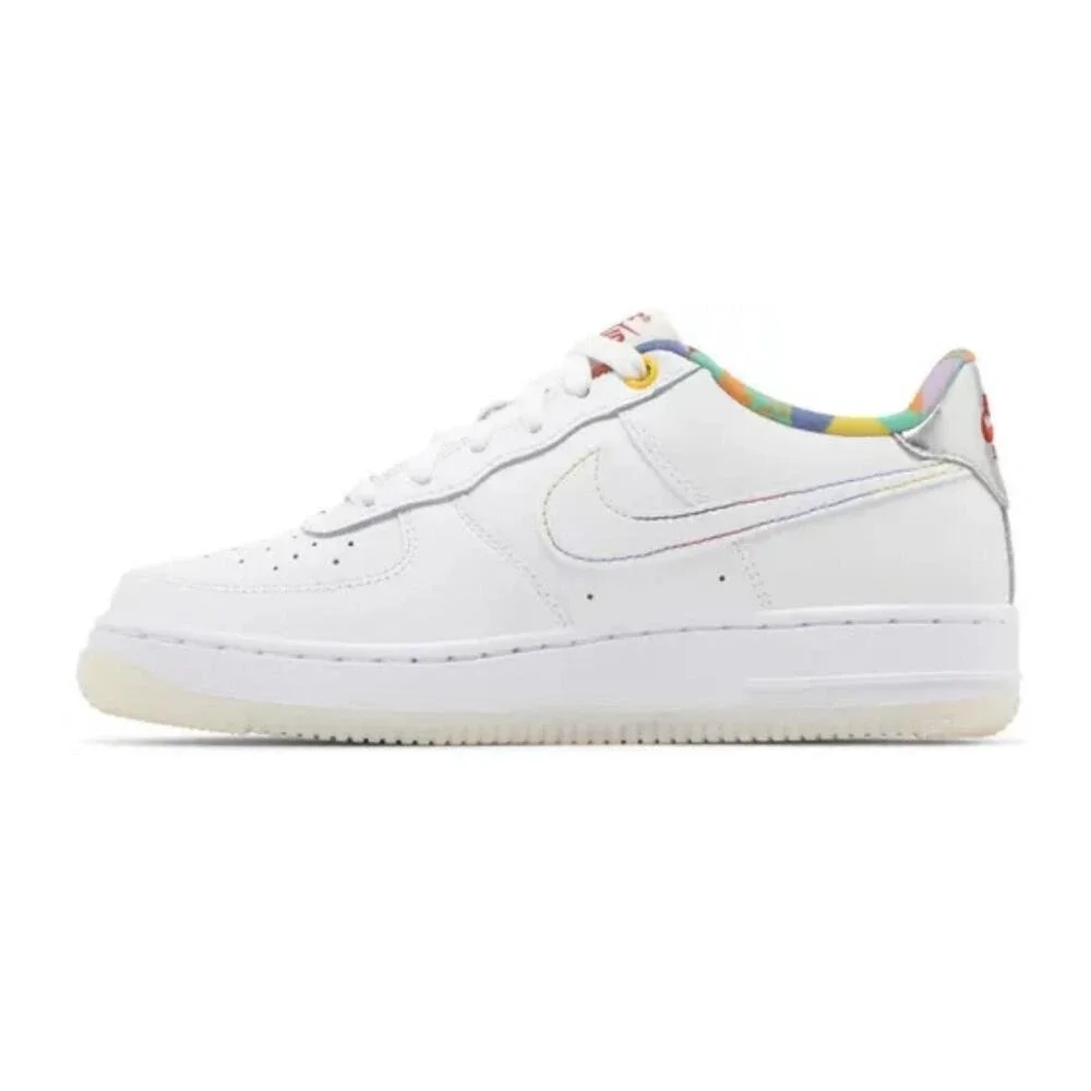 Nike Air Force 1 Low GS White Multi-Color Rainbow FN8912-111 Mens 5Y Womens 6.5‎